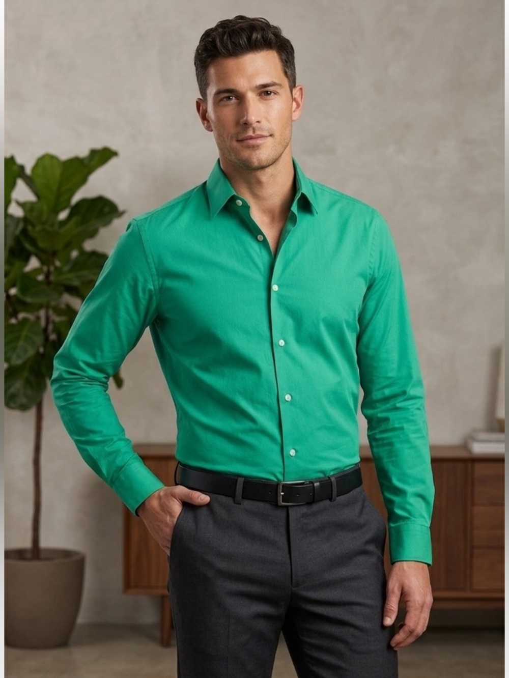 EXPRESS 1MX extra Slim Fit Menβs Dress Shirt Bright Green Size M